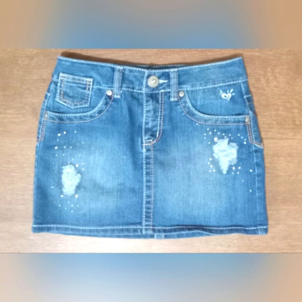 Justice Girls Denim Distressed Skirt Size 10R